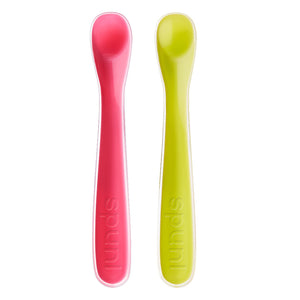 Spuni baby spoons in Neon & Playful Pink